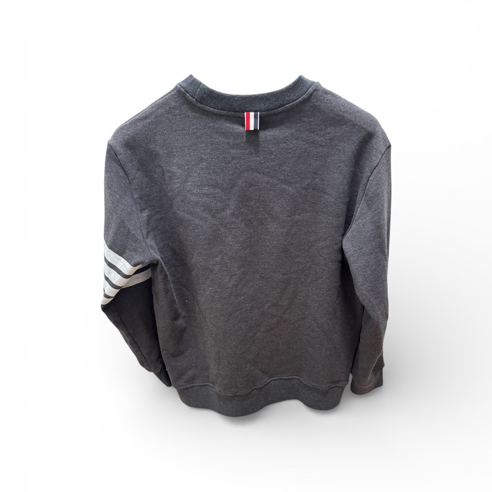 Vintage 2000’s Four striped Sleeve Thome Browne Charcoal Crewneck Sweatshirt - Picture 2 of 8